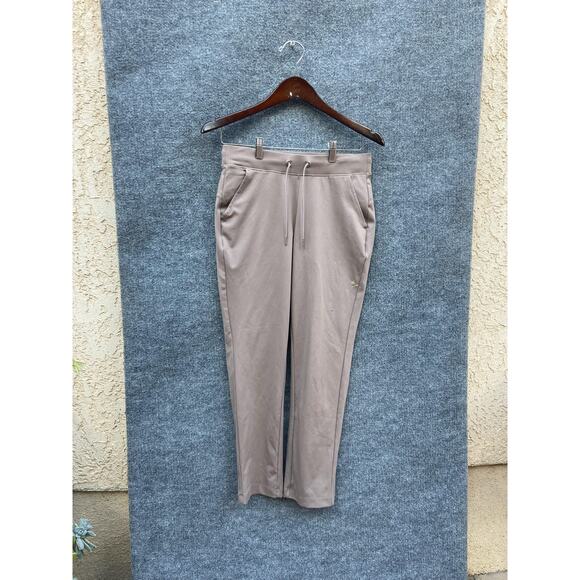 Yogalicious Lux Avenue Pants Womens Small Taupe Straight Leg Drawstring Stretch - Picture 1 of 8
